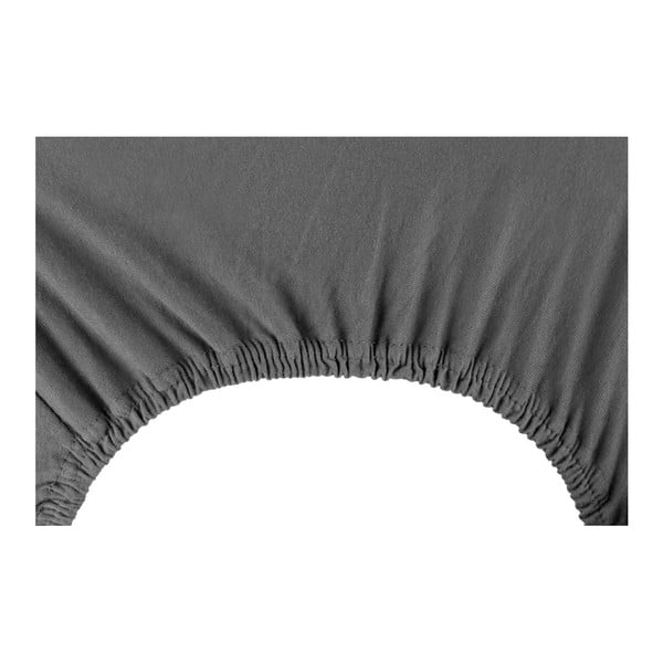 Ciemnoszare prześcieradło elastyczne DecoKing Nephrite, 180/200x200 cm-image-3
