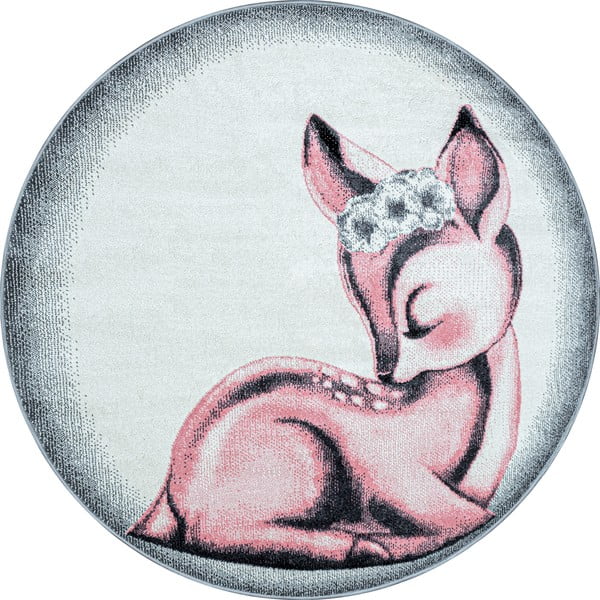 Jasnoszaro-różowy dywan dziecięcy ø 160 cm Bambi – Ayyildiz Carpets
