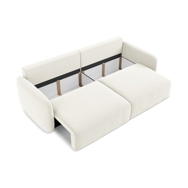 Kremowa aksamitna rozkładana/ze schowkiem sofa 238 cm Kalena – Makamii-image-4