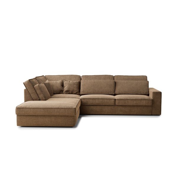 Jasnobrązowy narożnik z tkaniny szenilowej (lewostronny/w kształcie litery L) Kirou – Maison de Rêve