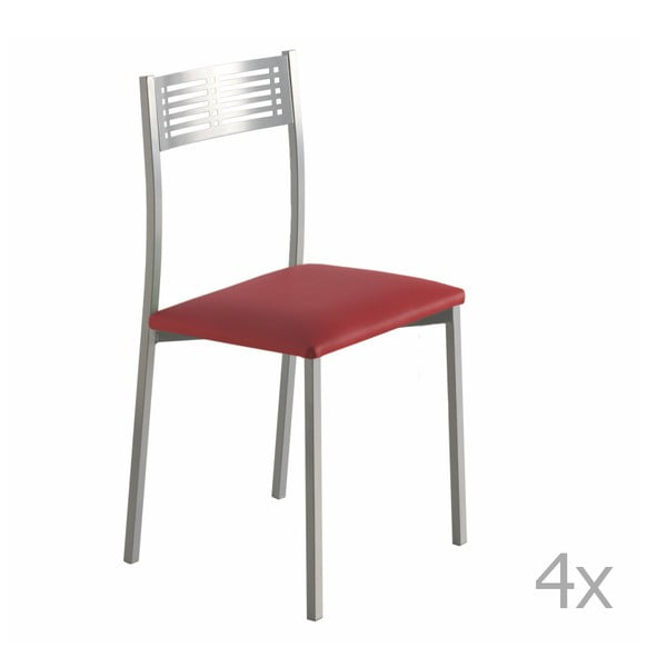 Zestaw 4 czerwonych krzeseł do jadalni Pondecor Fidel