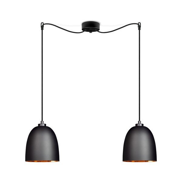Czarna podwójna lampa z wnętrzem w kolorze miedzi Sotto Luce AWA Elementary 2S