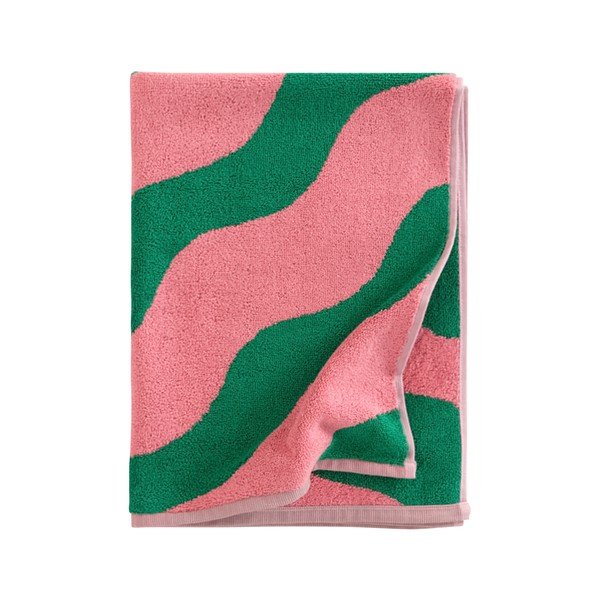 Zielony/różowy bawełniany ręcznik 50x70 cm Waves – Jotex