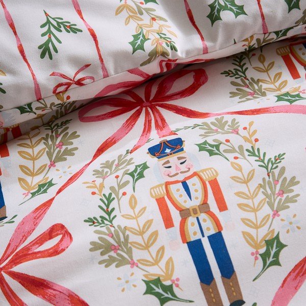 Pościel jednoosobowa w naturalnym kolorze 135x200 cm Christmas Nutcracker Bows – Catherine Lansfield-image-4