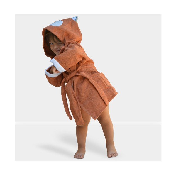 Pomarańczowy bawełniany szlafrok dziecięcy rozmiar L Fox – Rocket Baby-image-4