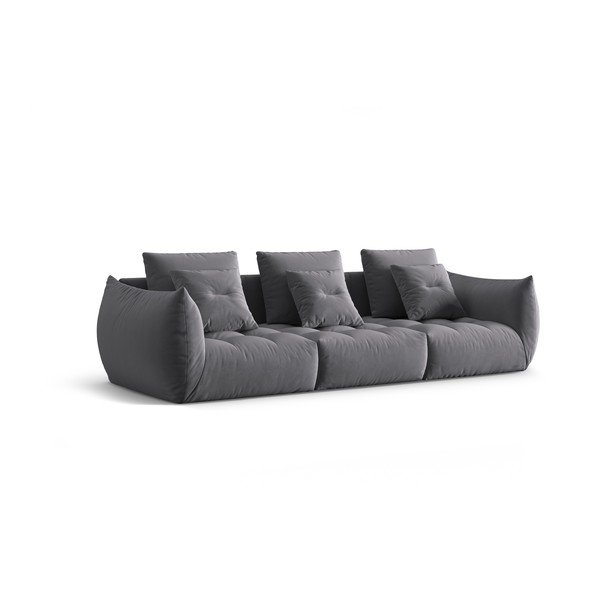 Ciemnoszara aksamitna sofa 332 cm Bloom – Micadoni -image-2