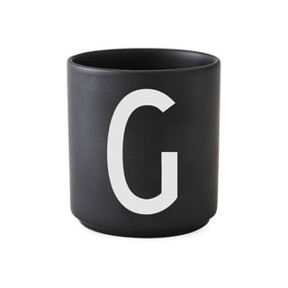 Czarny porcelanowy kubek Design Letters Alphabet G, 250 ml