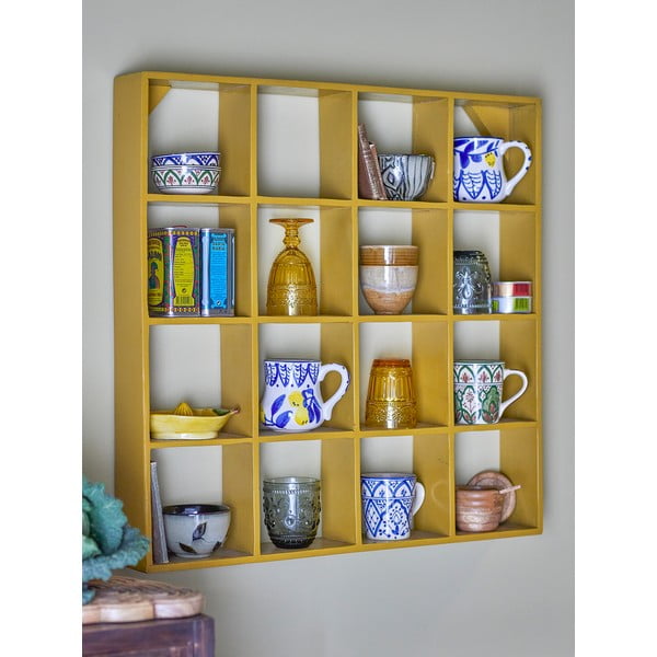 Żółta wielopoziomowa półka z drewna z recyklingu 10 cm Bekka – Bloomingville-image-1