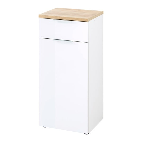 Biała niska szafka łazienkowa w dekorze dębu 39x86 cm Pescara – Germania-image-4