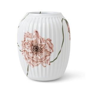 Biały porcelanowy wazon Kähler Design Poppy, wys. 21 cm