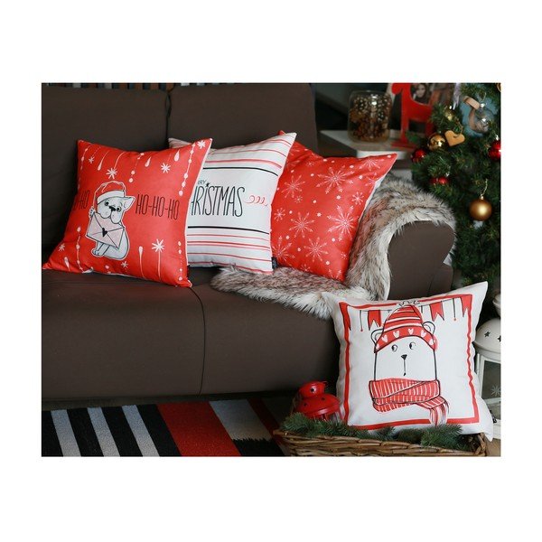 Biała poszewka na poduszkę ze świątecznym motywem Mike & Co. NEW YORK Honey Merry Christmas Gift, 45x45 cm-image-1