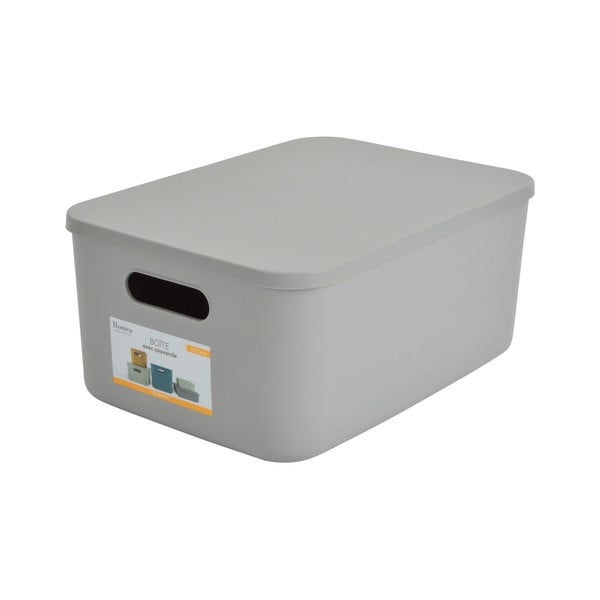Szary plastikowy pojemnik z pokrywką 35,5x25,5x16 cm – Homéa-image-2