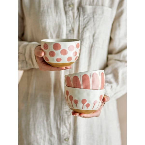 Łososiowo-kremowe kamionkowe miski zestaw 3 szt. 500 ml Linora – Bloomingville-image-1