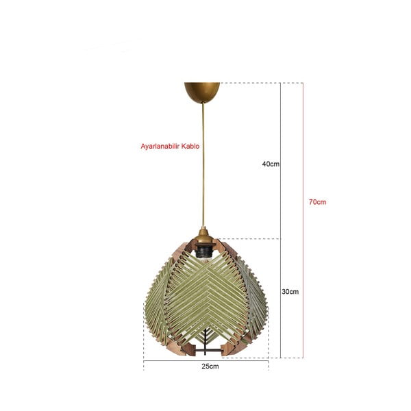 Zielona/w naturalnym kolorze lampa wisząca z tekstylnym kloszem ø 25 cm Yola – Opviq lights-image-2