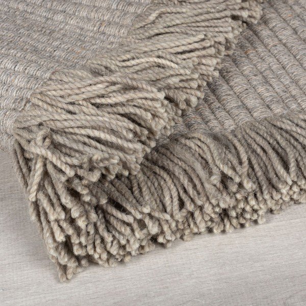 Szary dywan z mieszanki wełny tkany ręcznie 160x230 cm Rene Fringed Ribbed – Flair Rugs-image-2