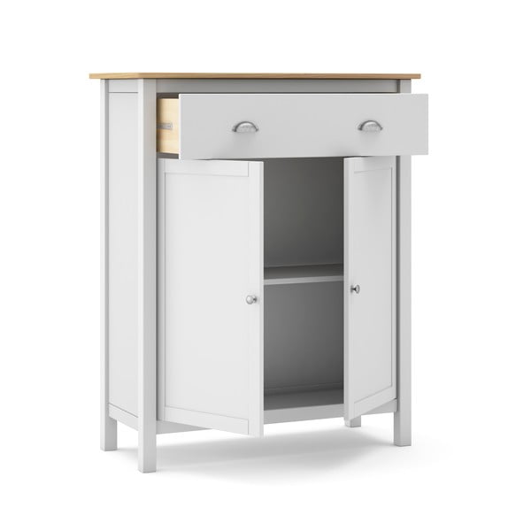 Biało-naturalna wysoka komoda z drewna sosnowego 90x110 cm Misti – Marckeric-image-4