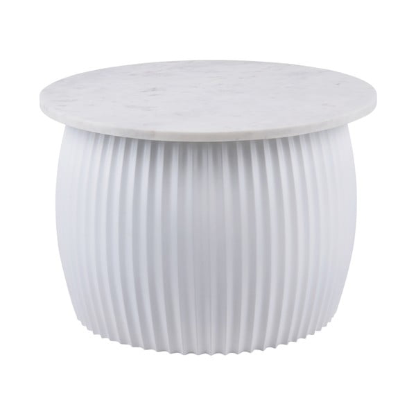 Biały okrągły stolik z blatem w dekorze marmuru ø 52 cm Luscious – Leitmotiv
