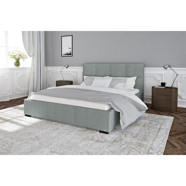 Szare łóżko dwuosobowe ze stelażem i schowkiem Guy Laroche Home Fascination, 180x200 cm-image-1