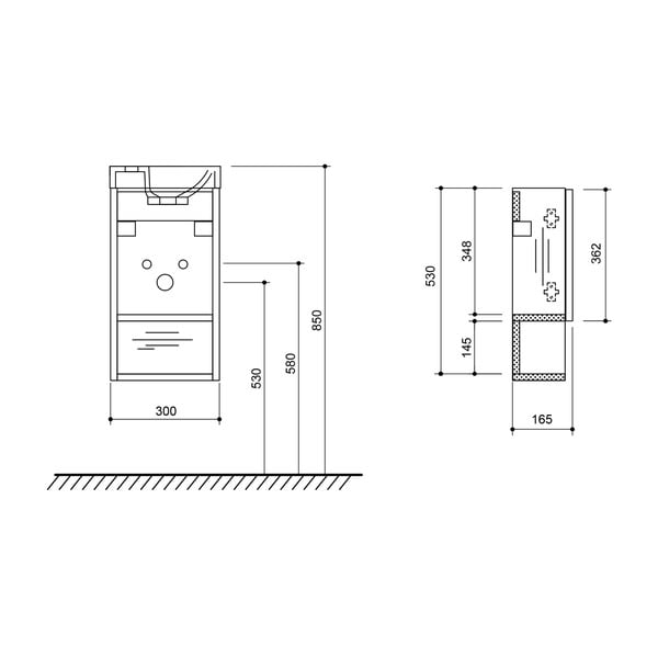 Wisząca szafka bez umywalki w dekorze dębu w naturalnym kolorze 30x53 cm Latus Xi – Sapho-image-4