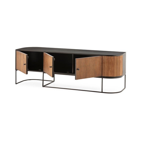 Szafka pod TV z litego drewna mango w naturalnym kolorze 160x55x40 cm Curve – MOME-image-3
