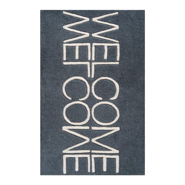 Niebieski dywan wełniany Linie Design Welcome, 50x80 cm