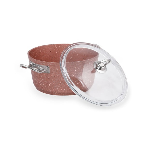 Różowy aluminiowy garnek z pokrywką Güral Porselen Classic, ø 22 cm-image-3