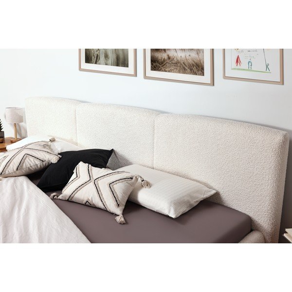 Tapicerowane łóżko dwuosobowe bez stelaża 200x240 cm w kolorze kości słoniowej Merida – Meise Möbel-image-4