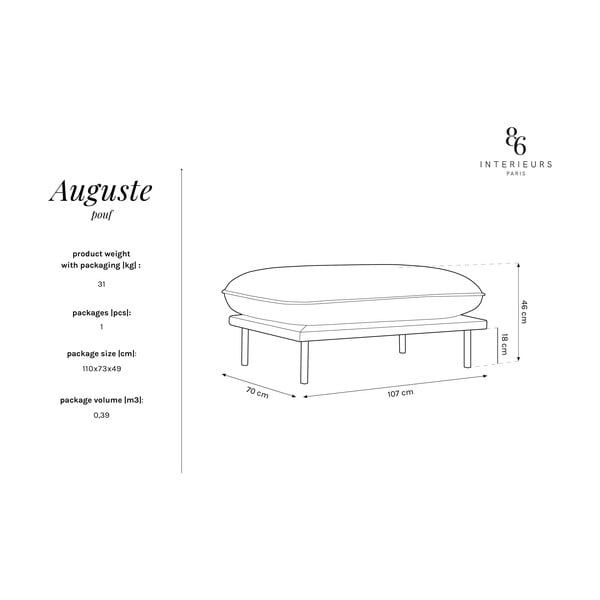 Beżowy aksamitny puf Auguste – Interieurs 86-image-4