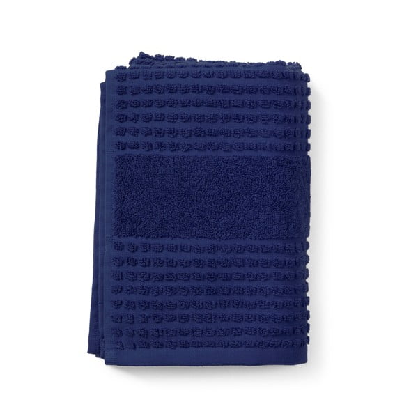 Ciemnoniebieski ręcznik z bawełny organicznej frotte 50x100 cm Check – JUNA