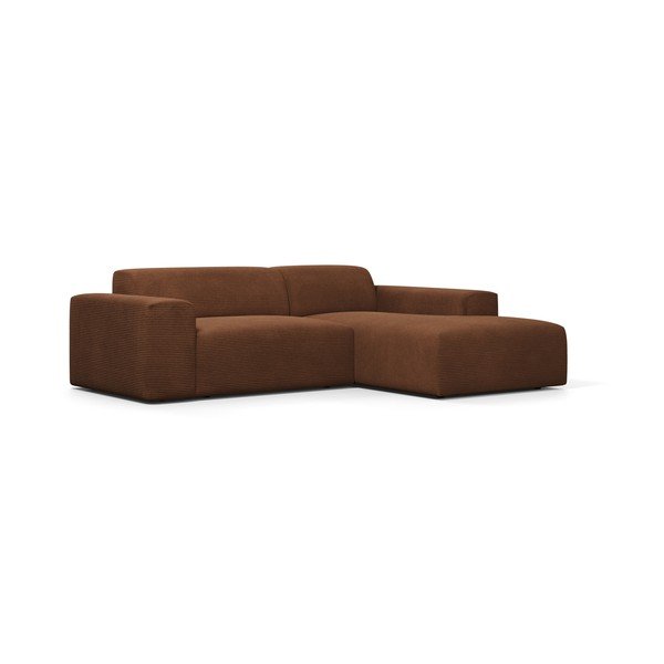 Brązowy sztruksowy narożnik Marie Claire Home Karen, 250 cm, prawostronny-image-2