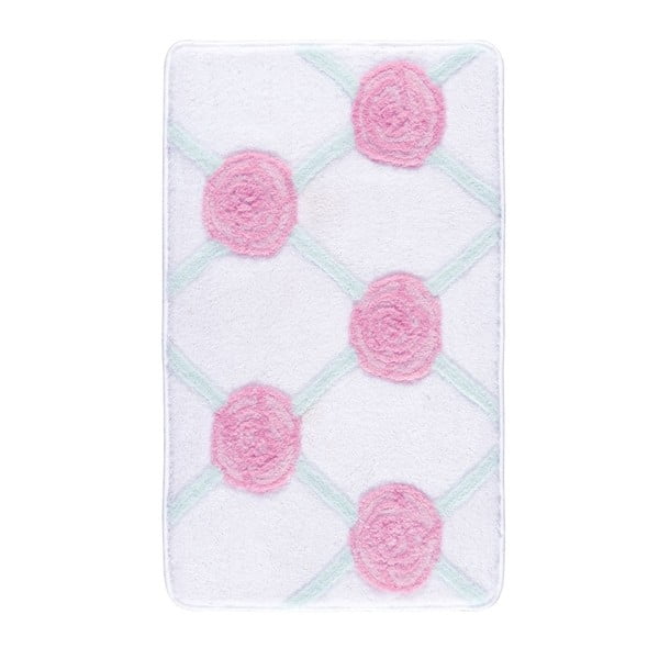 Różowo-biały dywanik łazienkowy Confetti Bathmats Pontus, 50x60 cm