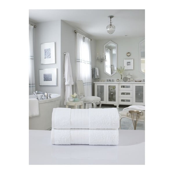 Zestaw 2 białych ręczników bawełnianych Uni, 70x140 cm