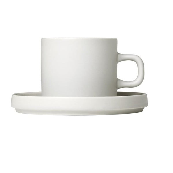 Zestaw 2 białych ceramicznych filiżanek do kawy ze spodkami Blomus Pilar, 200 ml