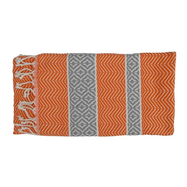 Pomarańczowy ręcznik kąpielowy tkany ręcznie z wysokiej jakości bawełny Homemania Basak Hammam, 100 x 180 cm