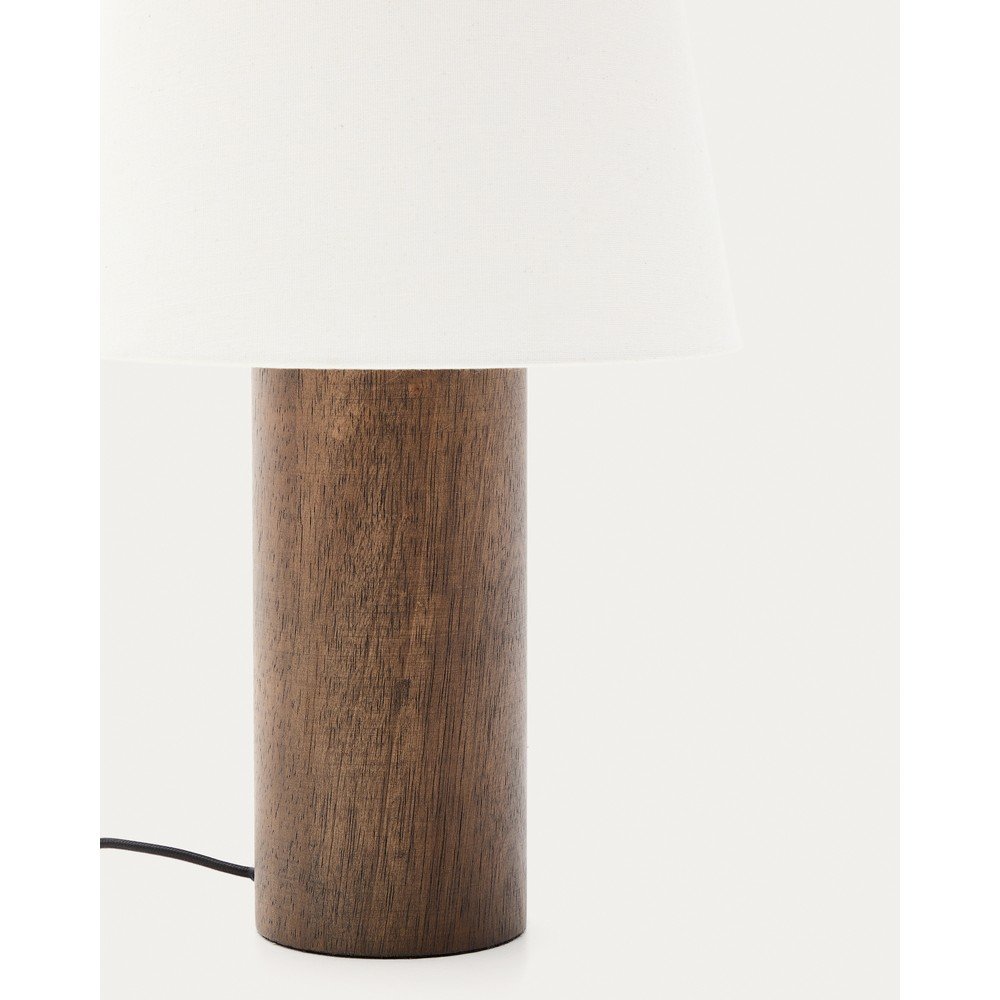 Biała/w ciemnym naturalnym kolorze lampa stołowa z tekstylnym kloszem (wysokość 49,5 cm) Marga – Kave Home (zdjęcie 4)