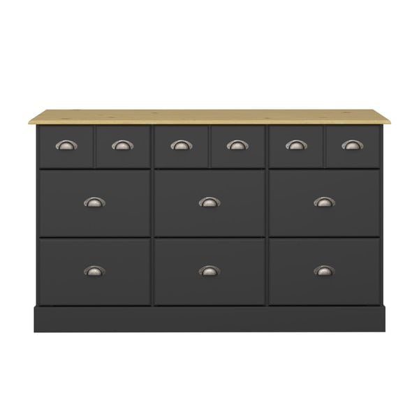 Czarna komoda z 9 szufladami Støraa Leander