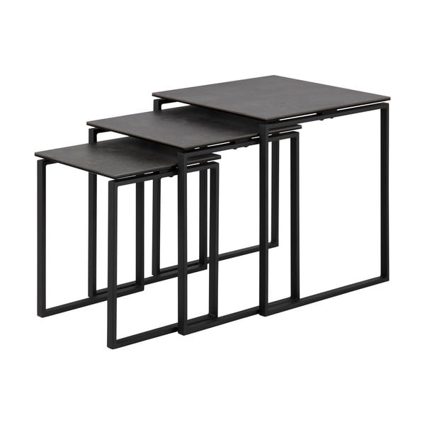 Zestaw 3 czarnych stolików z żelazną konstrukcją Actona Katrine-image-3