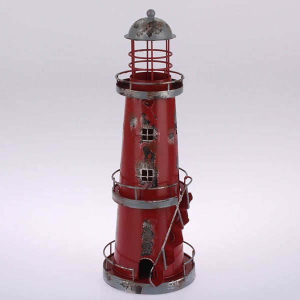 Metalowy lampion wiszący Red Lighthouse, 32 cm
