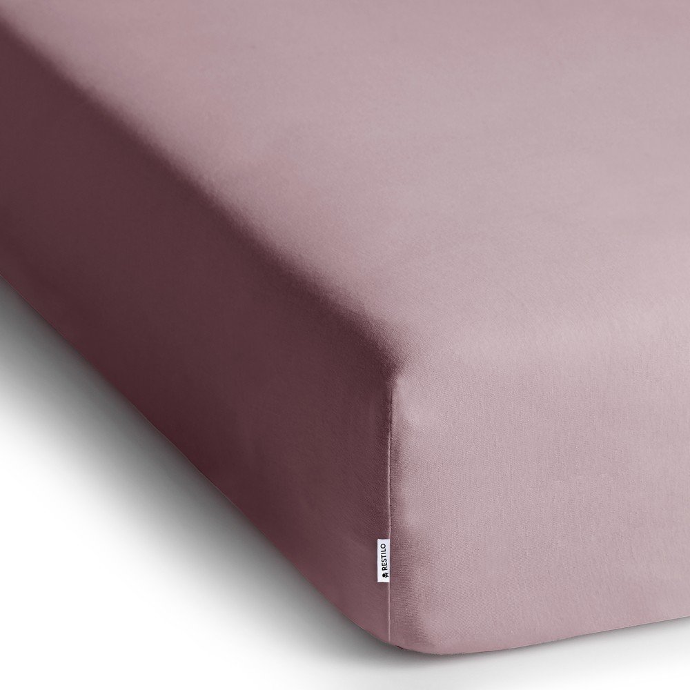 Szaroróżowe dżersejowe prześcieradło z gumką 180x200 cm Amber – Restilo (zdjęcie 2)