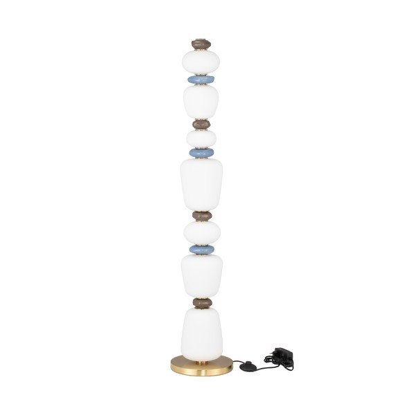 Biała/w kolorze złota metalowa lampa stojąca LED ze ściemniaczem z porcelanowym kloszem/ze szklanym kloszem (wysokość 130,5 cm) Palo – Nova Luce