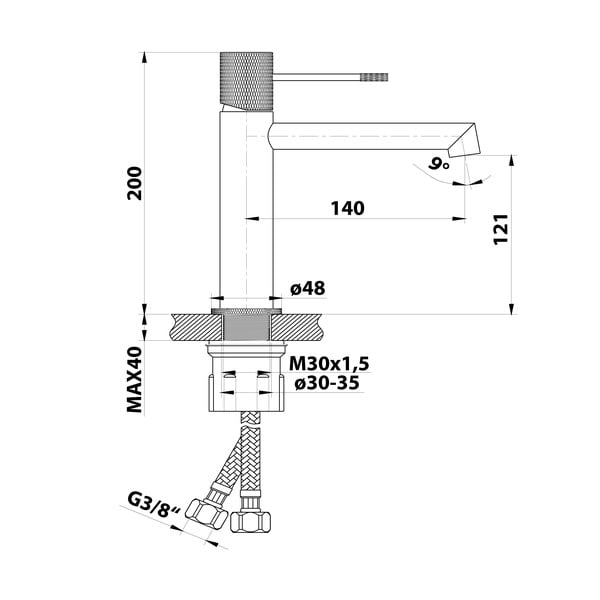 Bateria umywalkowa stojąca w kolorze matowej czerni Solaris – Sapho-image-3