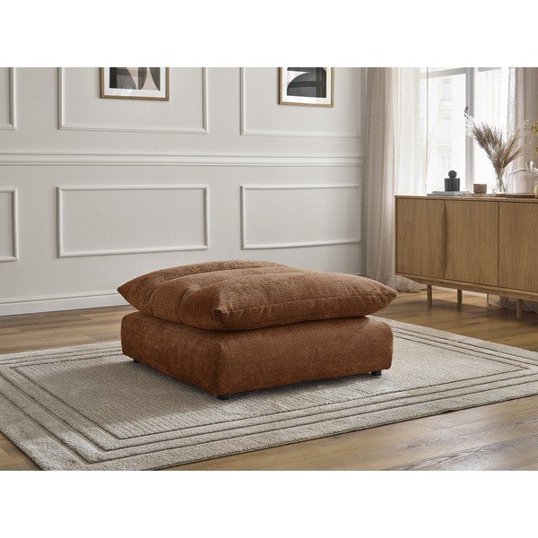 Pomarańczowy podnóżek z tkaniny szenilowej Neil – Bobochic Paris-image-1