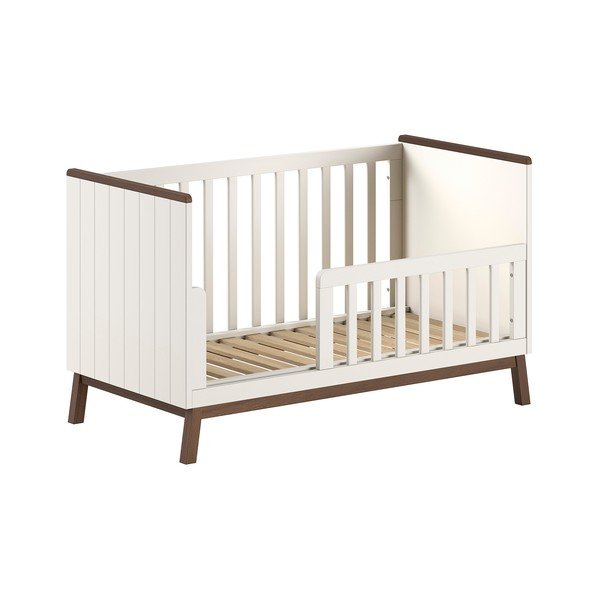 Beżowe łóżeczko z litego drewna sosnowego ze zdejmowanym bokiem/z regulowaną wysokością 70x140 cm Sezane – Vipack-image-2