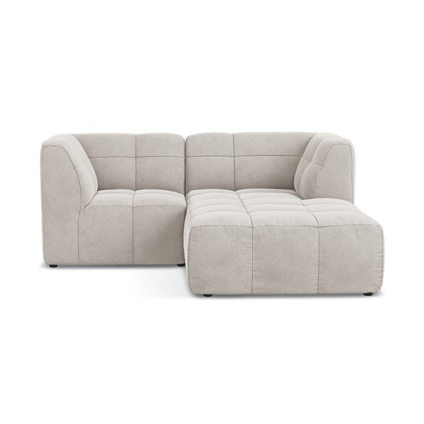 Beżowy aksamitny narożnik (prawostronny/z szezlongiem) Aloha – Makamii