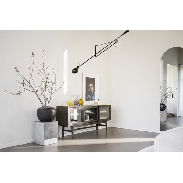 Brązowa witryna w dekorze dębu z drzwiami przesuwnymi 170x75 cm Hazelton – Rowico-image-2