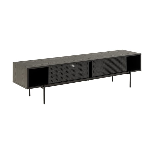 Czarna szafka pod TV w dekorze jesionu 180x44,5 cm Angus – Actona-image-3