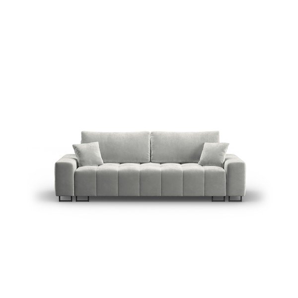 Jasnoszara aksamitna rozkładana sofa ze schowkiem 250 cm Wicklow – Cosmopolitan Design