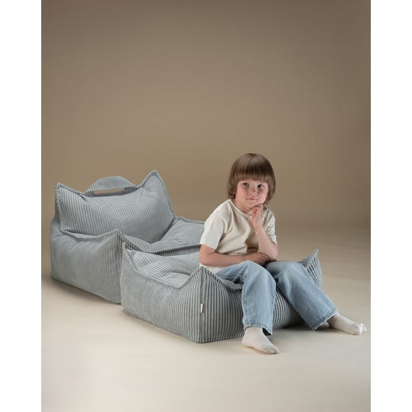 Miętowy sztruksowy dziecięcy worek do siedzenia Square – Wigiwama-image-1