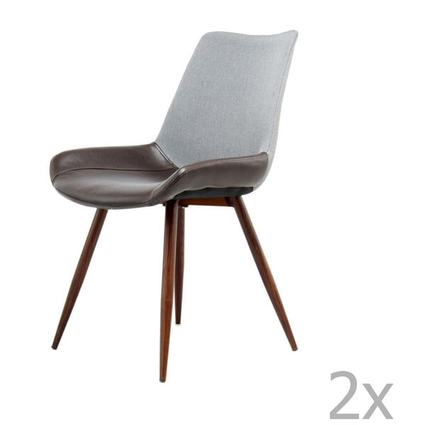 Komplet 2 szaro-brązowych krzeseł 360 Living Brando