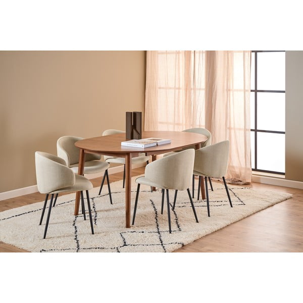 Okrągły rozkładany stół z dodatkowym blatem w dekorze orzecha ø 115 cm Montreux – Actona-image-2